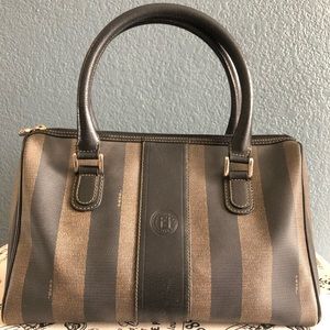 Authentic Fendi Pequin Boston Bag